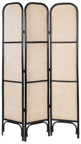 Biombo com 3 painéis em rattan natural e preto 105 x 180 cm POTENZA Beliani