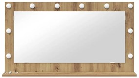 Espelho de Vanity Carvalho Artesanal Madeira e vidro 100 x 55 cm