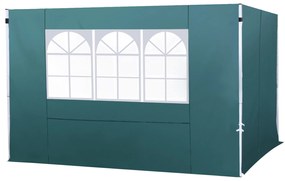 Outsunny 2 Paredes Laterais para Tenda de Jardim 3x3 m de Substituição em Tecido Oxford com Janela 300x200 cm Verde | AOSOM Portugal