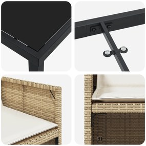 Conjunto de Jantar de 5 Peças para Jardim com Almofadas Bege de Rattan