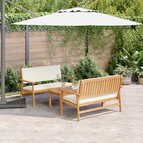 Conjunto de Sofás de Jardim de 3 Peças com Almofadas em Madeira de Acácia