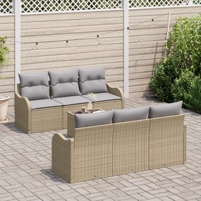 Conjunto de Sofá de Jardim vidaXL de 7 Peças com Almofadas de Polirata