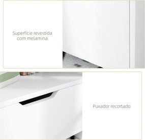 Mesa de Cabeceira de Madeira Moderna com Gaveta e Prateleiras de Armazenamento 45x35x73 cm Branco