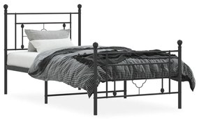 Estrutura de cama com cabeceira e pés 90x190 cm metal preto