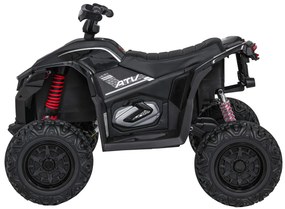Moto 4 elétrica para crianças 12V 4x4 Fast Wheel, Controle remoto, Rodas Espuma EVA, assento couro ecológico Preta