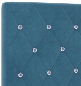Cabeceira com Botões de Cristal Tuftada Azul Escura 180 cm Veludo