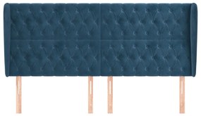 Cabeceira cama c/ abas veludo 183x23x118/128 cm azul-escuro