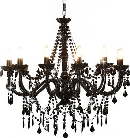 281609 vidaXL Lustre com contas lâmpadas 12 x E14 preto