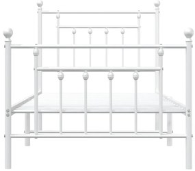 Estrutura de cama com cabeceira e pés 90x190 cm metal branco