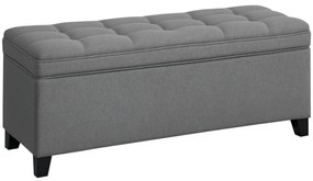 HOMCOM Banco de Armazenamento com 2 Dobradiças de Segurança Tampa Rebatível para Quarto Sala de Estar 120x40x48 cm Cinza Escuro