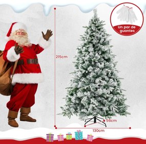 Árvore de Natal Artificial, Luzes LED Brancas Quentes 130 x 56 x 215 cm Verde