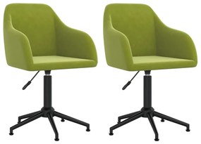 Cadeiras de jantar giratorias 2 pcs veludo verde-claro