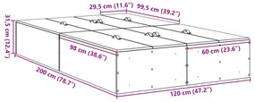 Estrado de cama com arrumação Cinza Concreto 120x200 cm