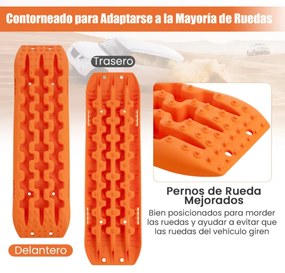 Placas de tração off-road todo o terreno de tração 2 peças para extração e recuperação de veículos de neve Lama 107 x 31 x 7 cm Laranja