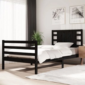 vidaXL Estrutura de cama 100x200 cm pinho maciço preto