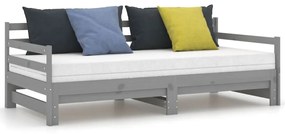 Estrutura sofá-cama de puxar 2x(90x200)cm pinho maciço cinzento