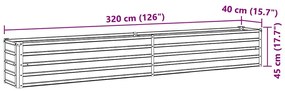 Canteiro elevado jardim aço galvanizado 320x40x45 cm castanho