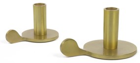 Kave Home - Set Adabella de 2 castiçais de alumínio dourado 6 cm e 8 cm