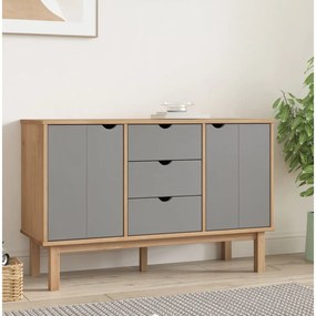 vidaXL Aparador OTTA 113,5x43x73 cm pinho maciço castanho/cinza
