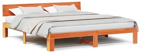 Estrado de Cama com Cabeceira Castanho 180x200 cm Madeira de Pinho