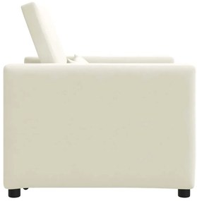 Sofá-Cama Conversível Creme em Veludo 3 em 1
