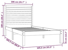 Estrutura de cama 100x200 cm madeira maciça castanho mel