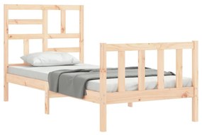 Estrutura de cama com cabeceira 90x200 cm madeira maciça