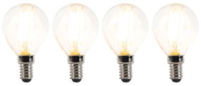Conjunto de 4 lâmpadas LED E14 reguláveis P45 transparentes 3W 250 lm 2700K