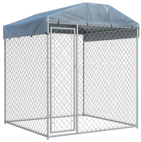 vidaXL Canil de exterior com toldo 193x193x225 cm