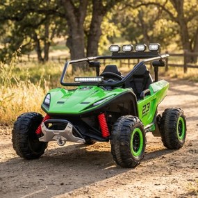 Buggy elétrico para Crianças 24V, 4x200W, 2 lugares TURBO 23, Rodas Espuma EVA, Assento Couro ecológico Verde