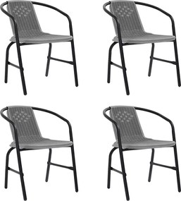 vidaXL Cadeiras de jardim 4 pcs vime plástico e aço 110 kg