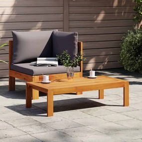 vidaXL 2 pcs conjunto de sofás de jardim c/ almofadões acácia maciça