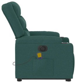 Poltrona elétrica elevatória massagens tecido verde-escuro