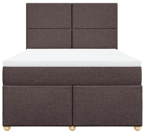 Cama com molas/colchão 160x200 cm tecido castanho-escuro