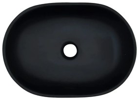 Lavatório de bancada oval 47x33x13 cm cerâmica preto e cinza