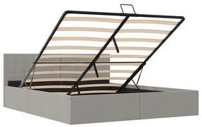 Cama hidráulica c/ arrumação 160x200 cm tecido cinzento-claro