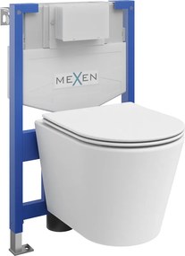 Mexen Rico conjunto embutido WC estrutura Fenix XS-F com sanita e tampa de fecho suave, branco mate - 68030724001