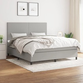 vidaXL Cama com molas/colchão 180x200 cm tecido cinzento-claro