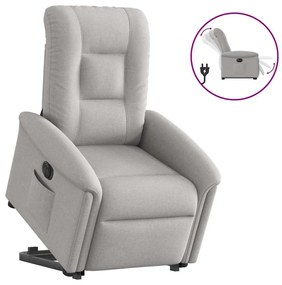 vidaXL Poltrona reclinável elevatória elétrica tecido cinzento-nublado