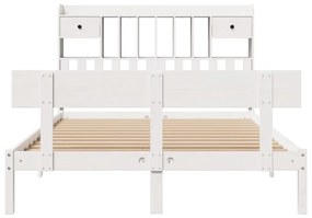 Cama com estante sem colchão 140x200 cm pinho maciço branco