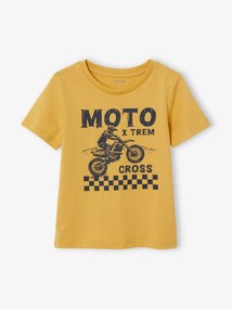 T-shirt Basics para menino, com estampado na frente   ocre