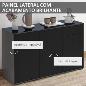 Aparador de Sala de Estar com 3 Portas 2 Gavetas e Prateleira Interior Ajustável Móvel Auxiliar de Armazenamento para Cozinha Dormitório Anti-Rolament