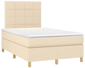 Cama box spring c/ colchão e LED 120x200 cm tecido cor creme