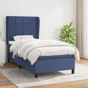 Cama com molas/colchão 100x200 cm tecido azul