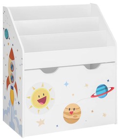 Organizador de brinquedos com 3 prateleiras removíveis com rodas | SONGMICS | 62.5 x 29.5 x 70.0 cm | branco|amarelo | GKR41WT.