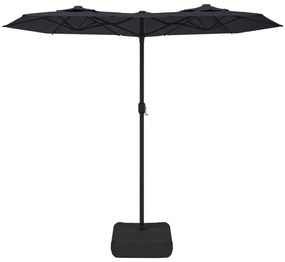 Guarda-sol de jardim com cabeça dupla 316x240 cm preto