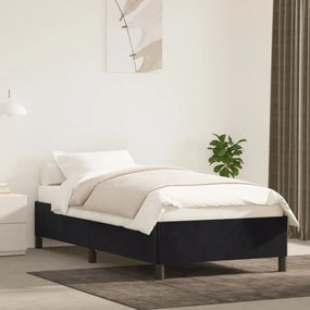 Estrutura de cama sem colchão 100x200 cm veludo preto