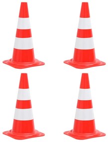 150945 vidaXL Cones de sinalização refletores 4 pcs 50 cm vermelho e branco