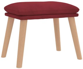 Cadeira de descanso com banco veludo vermelho tinto