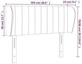 Cabeceira de cama c/ abas veludo 103x23x78/88 cm cinzento-claro
